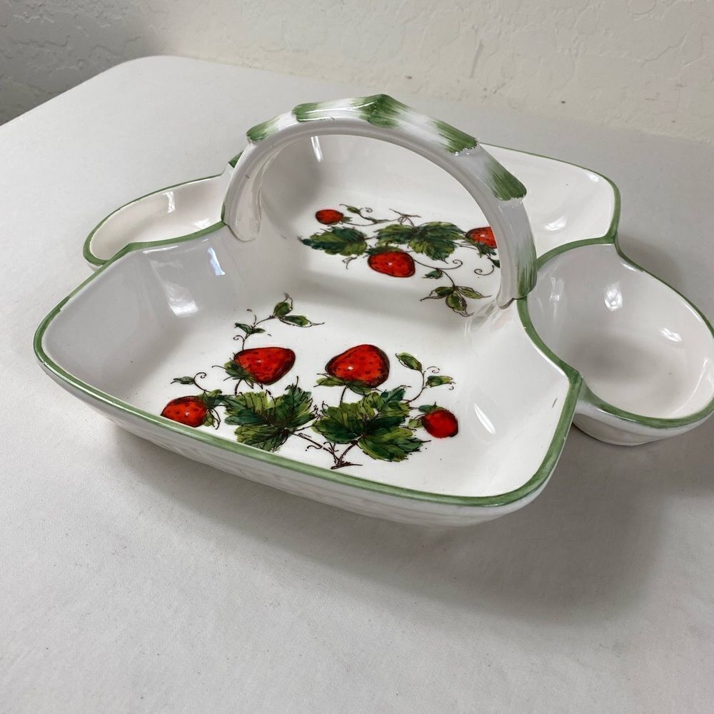 Vtg Hand Painted Strawberry platter by Les Fraises by Shafford